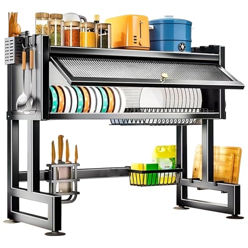 Yolispa Abtropfgestell Geschirr Over The Sink Dish Drying Rack mit Abdeckung Einstellbare Länge- stufiger Großer Küchentresen Shlef mit Utensilienhalter 29. 5x12. 2x31. 3“ Yolispa Abtropfgestell Geschirr Over The Sink Dish Drying Rack mit Abdeckung Einstellbare Länge- stufiger Großer Küchentresen Shlef mit Utensilienhalter 29. 5x12. 2x31. 3“ von Yolispa