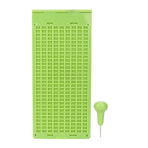 Yolispa Braille Schiefer 9 Zeilen 30 Zellen BrailleSchiefer für Blinde Kinder Kunststoff-Braille-Schiefer-Kit Komplettes Schreibsets Tragbare Kunststoff Stylus Braille-Lernwerkzeug von Yolispa