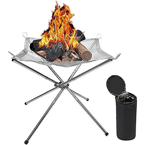 Yolispa Camping Feuerschale, Feuerschale Faltbar mit Carry Bag, 55 cm/22 Zoll Tragbare Feuerstelle für den Außenbereich, für Camping, Outdoor, Terrasse, Hinterhof und Garten von Yolispa