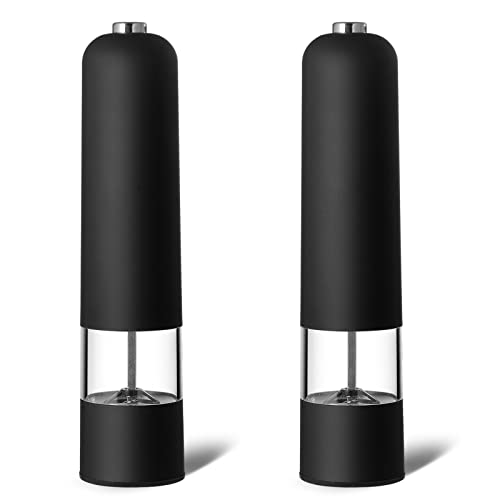 Elektrische Pfeffermühle Salzmühle, 2 Stück Salt and Pepper Mills Electric, Batteriebetrieben Spice Mill, Automatisch Elektrische Pfeffermühle Einstellbare Grobheit für BBQ Restaurant Küche von Yolispa