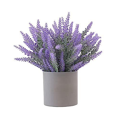 Yolispa Künstliche Pflanzen Lavendel Pflanzen in Topf Künstliche Lavendel Topf Blumen Gefälschte Topf Lavendel Blume Faux Blume Pflanzer für Home Büro Tisch Dekoration von Yolispa