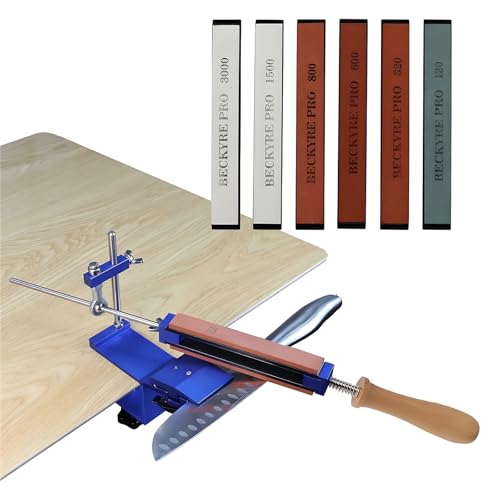 Yolispa Messerschärfer Profi, Professioneller Messerschärfer mit Schleifstein, Messerschärfsystem Festwinkel mit Schnellspann Design für Feinschleif Polierwerkzeug von Yolispa