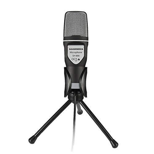 Yolispa Mikrofon mit Ständer 3,5 mm Stecker Plug Play Mikrofon PC mit Stummschaltetaste 2m Professionelles Kondensatormikrofon Computermikrofon Studio Sound Recording Mic für Gaming Aufnahme von Yolispa