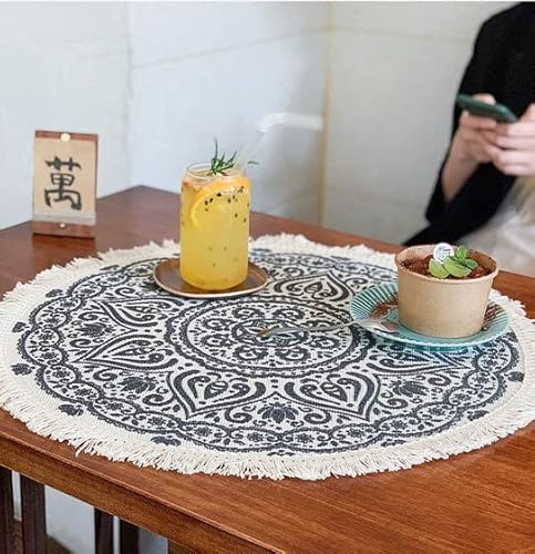 Yolispa Rund gewebte Tischsets Waschbar Platzset Rund Baumwolle 20“ Mandala Tischset mit Quasten Tischset rutschfest Boho Baumwolle Platzsets Untersetzer für Küchentisch Teetisch Yolispa Rund gewebte Tischsets Waschbar Platzset Rund Baumwolle 20“ Mandala Tischset mit Quasten Tischset rutschfest Boho Baumwolle Platzsets Untersetzer für Küchentisch Teetisch von Yolispa