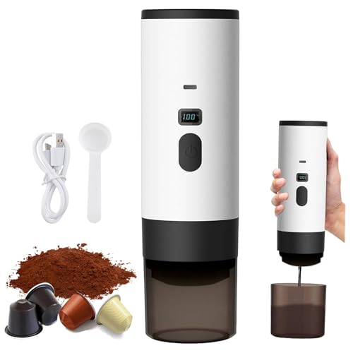 Yolispa Tragbare Kaffeemaschine Elektrische Espressomaschine Kapselmaschine für unterwegs oder Camping 15 Bar Camping Kaffeemaschine Kompatibel mit Nespresso Dolce Gusto Kapsel von Yolispa