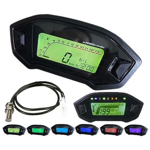 Yolispa Universal LCD Digitaler Tachometer GPS Tachometer Kilometerzähler Messgerät Geschwindigkeitsmesser mit 7 Farben Hintergrundbeleuchtung von Yolispa