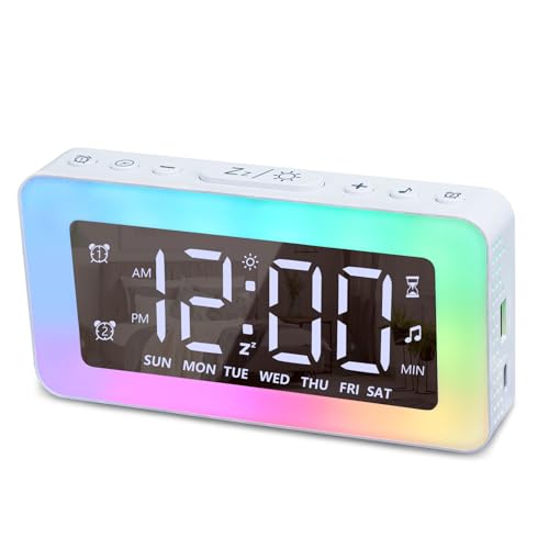 Yolispa Wecker Digital mit Licht Digitaler Dimmbare Helligkeit 8 LED- Nachtlicht Wecker Großer LED Anzeige Tischuhr mit Snooze Funktion Wecker Kinder für das Schlafzimmer von Yolispa