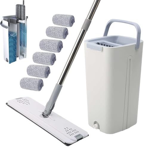 Yolispa Wischmopp Set mit Eimer Bodenwischer Set mit Auswringfunktion 360°Drehbarer Bodenwischer Flachmop und 5 Mikrofaser Wischpads Nass und Trockeneinsatz für alle Bodenarten Yolispa Wischmopp Set mit Eimer Bodenwischer Set mit Auswringfunktion 360°Drehbarer Bodenwischer Flachmop und 5 Mikrofaser Wischpads Nass und Trockeneinsatz für alle Bodenarten von Yolispa