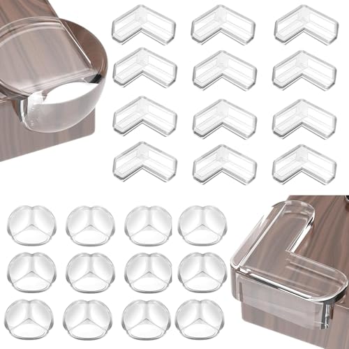 Yolistar 24 Stück Kantenschutz Baby, Tischkantenschutz Selbstklebend Transparent, Eckenschutz Baby, Zwei Verschiedene Formen Tischkantenschutz, für Scharfen Kantenschutz an Allen Arten von Möbelecken von Yolistar