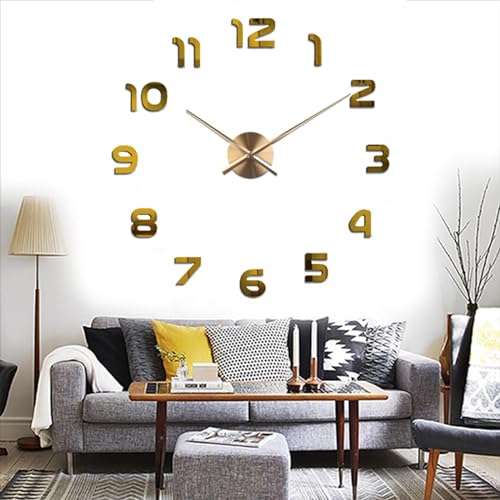 Yolistar Moderne Wanduhr Spiegel Aufkleber DIY, 3D Acryl Wanduhren Wandtattoos Dekoration, Stumm Einfach zu Montieren Quarzuhr für Zuhause, Büro, Hotel, Arabische Ziffern Gold Groß Yolistar Moderne Wanduhr Spiegel Aufkleber DIY, 3D Acryl Wanduhren Wandtattoos Dekoration, Stumm Einfach zu Montieren Quarzuhr für Zuhause, Büro, Hotel, Arabische Ziffern Gold Groß von Yolistar