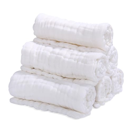 Yolistar Mullwindeln Baby Spucktücher 6er Set 25x50 cm, Mulltücher 6 Lagig Saugstark Waschlappen, Faltwindeln, Spucktücher für Jungen und Mädchen, für Baby Neugeborene Premium Qualität Weiß Yolistar Mullwindeln Baby Spucktücher 6er Set 25x50 cm, Mulltücher 6 Lagig Saugstark Waschlappen, Faltwindeln, Spucktücher für Jungen und Mädchen, für Baby Neugeborene Premium Qualität Weiß von Yolistar