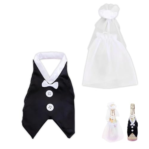 2 Stück Hochzeit Deko Brautpaar Deko Set, Weinflaschen Überzug als Hochzeitskleid Anzug, Mr & Mrs Hochzeitsdeko für Sektflaschen, Tischdeko, Geschenk Personalisierte Hochzeitsflaschen-Dekoration 2 Stück Hochzeit Deko Brautpaar Deko Set, Weinflaschen Überzug als Hochzeitskleid Anzug, Mr & Mrs Hochzeitsdeko für Sektflaschen, Tischdeko, Geschenk Personalisierte Hochzeitsflaschen-Dekoration von Yoljun