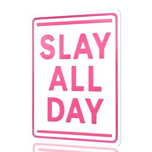 Metall Wanddeko Rosa, Slay All Day Rosa Deko Teenager Mädchen Zimmer mit Vorgebohrten Löchern, Niedliche Weißblechschild Niedliche deko für Mädchenzimmer, Ankleide oder Jugendzimmer Deko, 30×20cm Metall Wanddeko Rosa, Slay All Day Rosa Deko Teenager Mädchen Zimmer mit Vorgebohrten Löchern, Niedliche Weißblechschild Niedliche deko für Mädchenzimmer, Ankleide oder Jugendzimmer Deko, 30×20cm von Yoljun