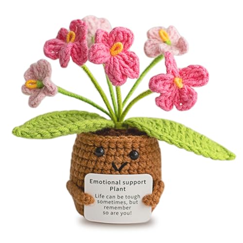 Pocket Hug Gehäkelte Blumen Puppen mit Karte, Positive Blume Glücksbringer Gute Besserung Genesungsgeschenke Geschenke Prüfung Zeugnis Geburtstagsgeschenk Freunden Kollegen (Rosa) von Yoljun
