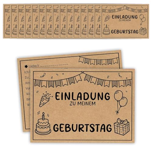 Yoljun 15 Einladungskarten Kindergeburtstag Mädchen Junge, Kraftpappe Einladung Kindergeburtstag Junge, Witzige Geburtstagseinladungen Kinder, Keine Schokolade von Yoljun