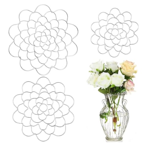 Yoljun 3 Stück Blumenretter Stielhalter Blumen, Blumenarrangement Halter, Blumenfrosch Edelstahl, Wiederverwendbare Blumengitter für Vasen Und Sträuße, Flower Frog Fixierung für Frische Blumen von Yoljun