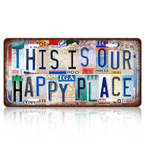 Yoljun Vintage Blechschild, Metallschild Schilder mit Sprüchen THIS IS OUR HAPPY PLACE, Geschenke Wand Deko, Blechschilder für Zuhause Küche Bar Café Club, 30×15cm/11.81×5.91in Yoljun Vintage Blechschild, Metallschild Schilder mit Sprüchen THIS IS OUR HAPPY PLACE, Geschenke Wand Deko, Blechschilder für Zuhause Küche Bar Café Club, 30×15cm/11.81×5.91in von Yoljun