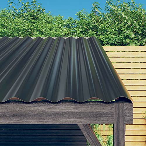 Yolola 12 STK. Dachpaneele Dachpfannen Profilblech Trapezblech Dachblech Stahlblech Trapezbleche Dachplatten Metallblech Dach Platten Verzinkter Stahl Anthrazit 100x36cm von Yolola