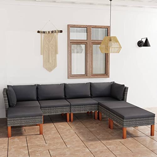 Yolola 7 Teilig Gartenmöbel Set Rattan Lounge Set Balkonmöbel Set Balkonmöbel Balkonlounge Gartenlounge Gartensofa Balkon Terrasse Terrassenmöbel Ecksofa Garten Grau von Yolola