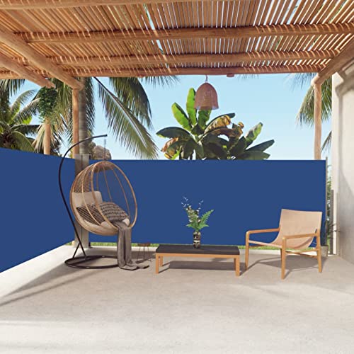 Yolola Doppel Seitenmarkise Ausziehbar 140 x 600 cm seitenmarkise sichtschutz terrasse Balkon seitenmarkise,Seitenrollo, für Balkon, Terrasse und Garten-Blau-140 x 600 cm von Yolola