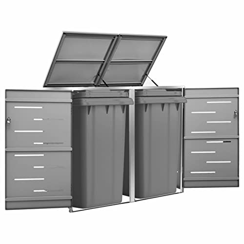 Yolola Edelstahl Mülltonnenbox 2 er Mülltonnenverkleidung 2 Tonnen Metall Müllcontainer Mülltonnenschrank Müllbox Draußen,Abschließbar, Deckel und FedernAnthrazit 2 Tonnen-138 x 77.5 x 115.5 cm Yolola Edelstahl Mülltonnenbox 2 er Mülltonnenverkleidung 2 Tonnen Metall Müllcontainer Mülltonnenschrank Müllbox Draußen,Abschließbar, Deckel und FedernAnthrazit 2 Tonnen-138 x 77.5 x 115.5 cm von Yolola