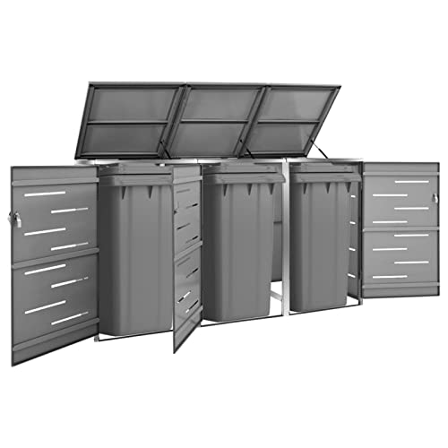 Yolola Edelstahl Mülltonnenbox 3er Mülltonnenverkleidung 3 Tonnen Metall Müllcontainer Mülltonnenschrank Müllbox Draußen,Abschließbar, Deckel und FedernAnthrazit 3 Tonnen-207 x 77.5 x 115 cm Yolola Edelstahl Mülltonnenbox 3er Mülltonnenverkleidung 3 Tonnen Metall Müllcontainer Mülltonnenschrank Müllbox Draußen,Abschließbar, Deckel und FedernAnthrazit 3 Tonnen-207 x 77.5 x 115 cm von Yolola