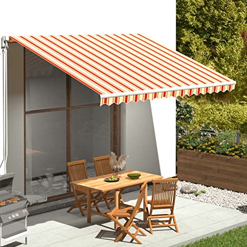 Yolola Ersatz-Markisenstoff Markisetuch Markisenbespannung Markisenstoff Zeltstoffe Sonnenschutz Ersatzstoffe Terrassensonnenschutz Markisenstoffe Gelb und Orange 400 x 350 cm von Yolola