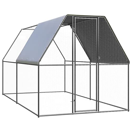 Yolola Freilaufgehege Hühnerstall 2 x 4 x 2 m Außenzaun Outdoor Hühnerstall mit Schloss Hühnerhaus Verzinkter Stahlrahmen Beschichtetes für Hühner Geflügelstall Vogelkäfig Kleintiere von Yolola