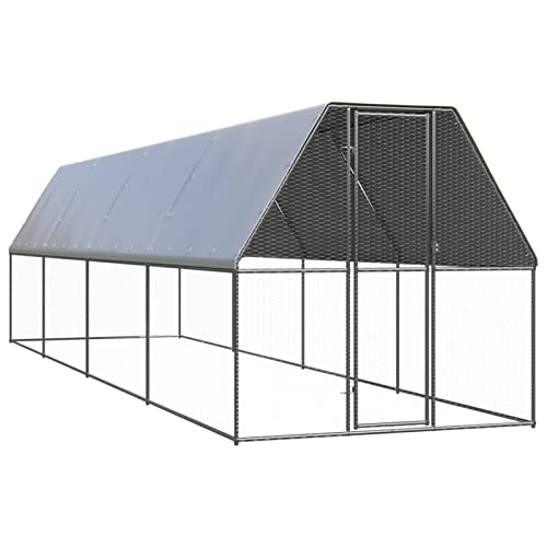 Yolola Freilaufgehege Hühnerstall 2 x 8 x 2 m Außenzaun Outdoor Hühnerstall mit Schloss Hühnerhaus Verzinkter Stahlrahmen Beschichtetes für Hühner Geflügelstall Vogelkäfig Kleintiere von Yolola