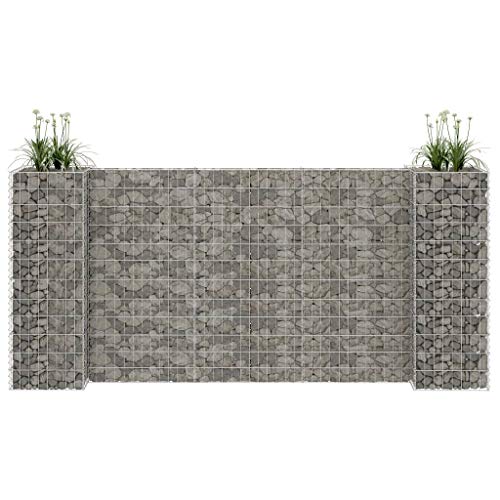 Yolola Gabionen Wand Gabionenkorb H-Form Gabionen Steinkorb Sichtschutz & Lärmschutz Trenn-Wand Gitter |Gabionen-Wand mit Steinen befüllbar Steinwand 260 x 40 x 120 cm von Yolola