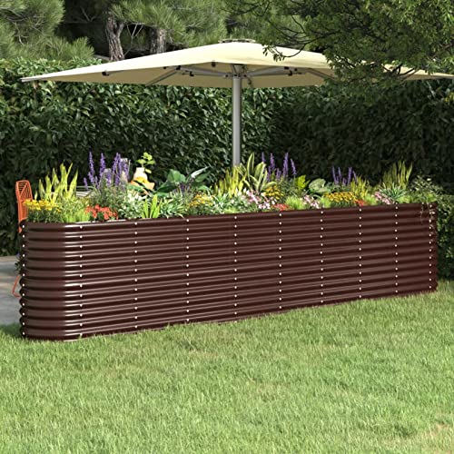 Yolola Hochbeet Metall Großes Hochbeet aus Metall Hochbeete für Garten, Schneckenschutz Hochbeet Wetterfestes Hochbeet für Garten Pflanzen Gartenkräuter Outdoor 332 x 40 x 68 cm Braun von Yolola