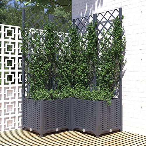 Yolola Hochbeet mit Rankgitter, Pflanzkübel mit Spalier, Blumentopf aus Polyrattan mit 2 Rankgittern, Poly Rattan - Dunkelgrau - 80 x 80 x 136 cm Yolola Hochbeet mit Rankgitter, Pflanzkübel mit Spalier, Blumentopf aus Polyrattan mit 2 Rankgittern, Poly Rattan - Dunkelgrau - 80 x 80 x 136 cm von Yolola