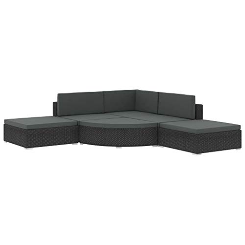 Yolola Lounge Gartenmöbel Set Rattan 6-TLG. LoungeSet Rattan Gartenmöbel Set Loungemöbel Terrasse Gartenlounge Outdoor Lounge Gartenmöbel Rattan Balkonmöbel Schwarz von Yolola