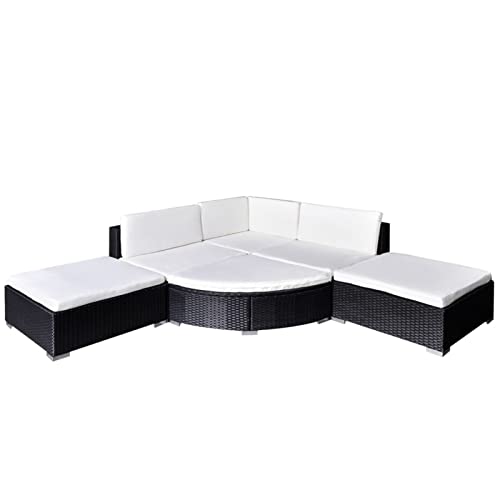 Yolola Lounge Gartenmöbel Set Rattan 6-TLG.LoungeSet Rattan Gartenmöbel Set Loungemöbel Terrasse Gartenlounge Outdoor Lounge Gartenmöbel Rattan Balkonmöbel Schwarz von Yolola