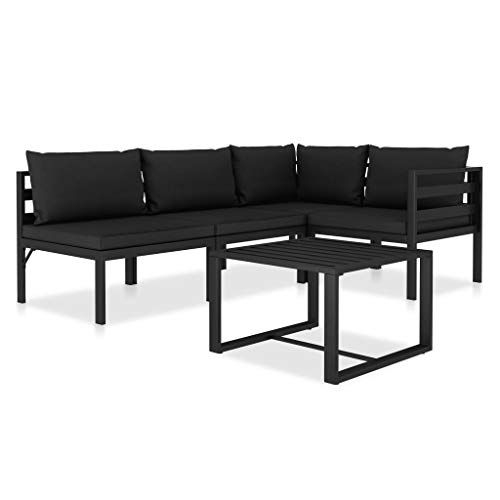 Yolola Lounge gartenmöbel Set 5-teilig gartenlounge Aluminium Gartensofa, Loungemöbel Terrasse Gartenlounge, Eckmodul, Anthrazit-5-tlg-4 von Yolola