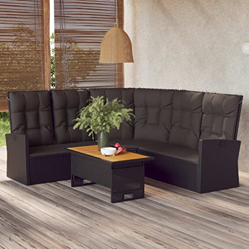 Yolola Lounge gartenmöbel Set gartenlounge Set gartensofa 4 sitzer Balkonmöbel Kleiner Balkon Balkonsofa Ecksofa Garten Verstellbare Rückenlehne Höhenverstellbare Tischplatte-Ecksofa-2 von Yolola