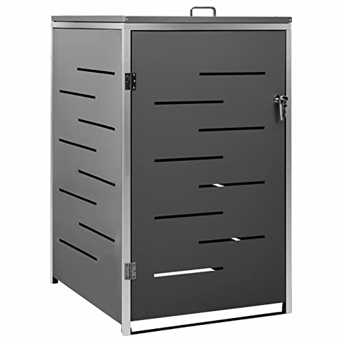 Yolola Mülltonnenbox 1 Tonnen Mülltonnenverkleidung für 1 Mülltonnen Mülltonnenbox Metall Mülltonne Müllcontainer Mülltonnenbox 69x77,5x115 cm Anthrazit von Yolola