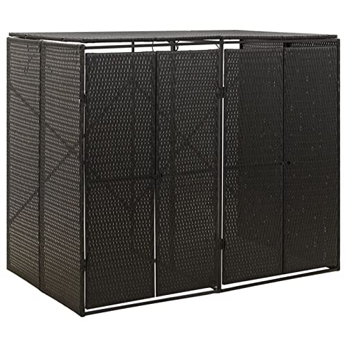 Yolola Mülltonnenbox für 2 Tonnen Mülltonnenbox Rattan Gerätebox Müllcontainer Mülltonnenbox 2er Mülltonnenabdeckung Abfalleimer Aufbewahrungsbehälter Schwarz 140x80x117 cm Yolola Mülltonnenbox für 2 Tonnen Mülltonnenbox Rattan Gerätebox Müllcontainer Mülltonnenbox 2er Mülltonnenabdeckung Abfalleimer Aufbewahrungsbehälter Schwarz 140x80x117 cm von Yolola