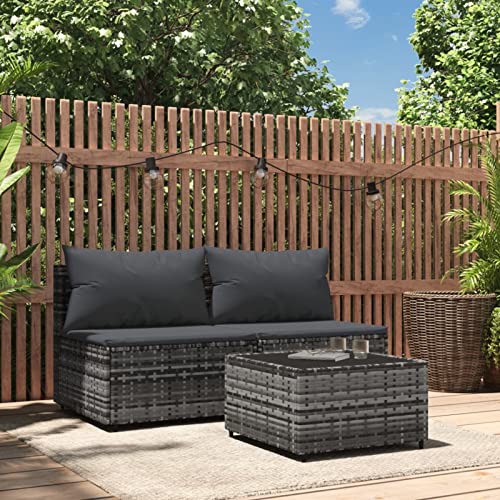 Yolola Poly-Rattan 2-Sitzer Balkonsofa mit Tisch | Balkonmöbel Kleiner Balkon | Gartensofa Set | Rattan Garten-Lounge-Möbel Set perfekt für kleine Balkons Grau von Yolola