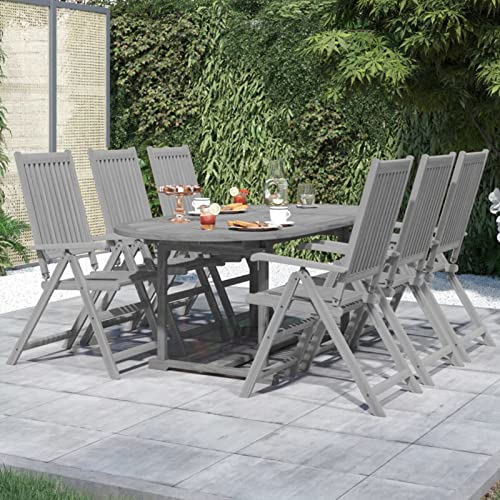 Yolola Sitzgruppe Garten Essgruppe 6 Personen Gartenmöbel Holz Gartenmöbel Set mit 6 Klappstühle Gartenmöbel Essgruppe Gartengarnitur Sitzgarnitur Gartentisch Ausziehbare Grau von Yolola