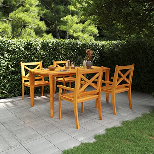 Yolola Sitzgruppe Garten Holz Essgruppe 4 Personen Gartenmöbel Set mit 4 Gartenstuhl Gartenmöbel Essgruppe Gartengarnitur Holz Sitzgarnitur Gartentisch Balkonmöbel Set Balkongarnitur von Yolola