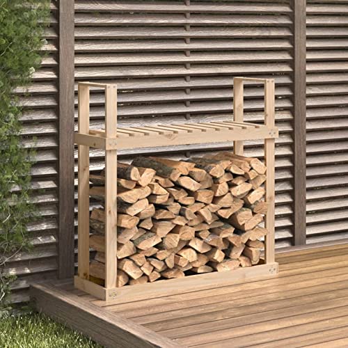 Yolola kaminholzregal aussen holzlager brennholzlager aussen Holz Holz Holzunterstand für Kaminholz aussen Outdoor Brennholzregal Massivholz Kiefer-Natürliche Kiefer-110x35x108,5 cm von Yolola