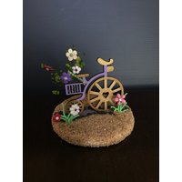 Holz Mini Fahrrad, Geschenke, Ornament, Wohndekor, Tablett Dekor, Handgemachte Blumen, Kunsthandwerk von YolyscraftsStudio