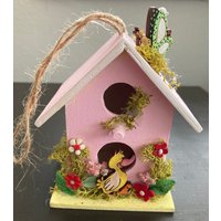 Holz Mini Handarbeit Vogelhaus, Geschenke, Ornament, Wohndekor, Casitas, Tablett Dekor, Handgemachte Blumen, Kunsthandwerk, Muttertagsgeschenk von YolyscraftsStudio