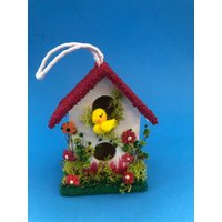 Holz Mini Handarbeit Vogelhaus, Geschenke, Ornament, Wohndekor, Casitas, Tablett Dekor, Handgemachte Blumen, Kunsthandwerk von YolyscraftsStudio