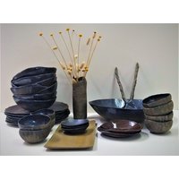 Schwarzes Geschirr-Set, Komplettes Geschirr-Set Aus 33 Teilen, Keramik-Geschirr-Sets Für 8 Personen, Ungewöhnliches Geschirr, Einzigartiges von YomYomCeramic