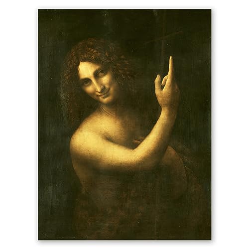 Yomcut Leonardo Da Vinci Kunstdruck – Johannes der Täufer Poster – Renaissance Leinwanddruck – Religiöse Malerei Coole Wanddekoration für Schlafzimmer Wohnzimmer Büro ungerahmt (30 × 40 cm) von Yomcut