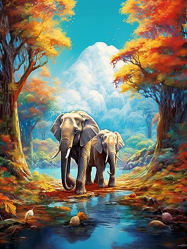 Yomiie DIY 5D Diamond Painting Zubehör Voll Full Set Elefant Diamant Painting Bilder Tier Stickerei Strass Diamant Malerei Kunsthandwerks Gemälde Wanddekoration 30x40cm-1 von Yomiie