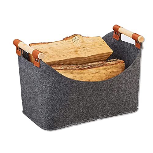 Filzkorb für Kaminholz, Kaminholzkorb mit Tragegriffen, Holzkorb für Kaminholz, Filztasche Filzkorb für Spielzeug, Kleidung, Obst Brennholz Zeitungen von Yomiin