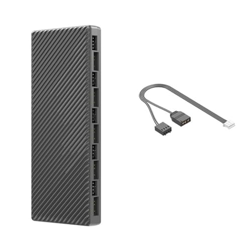 Yominerr ARGB/PWM-Hub mit Dual-10-Erweiterungsanschlüssen, ARGB-Controller 2-In-1 Lüfter-HUB-Adapter für Gehäuselüfter A. von Yominerr